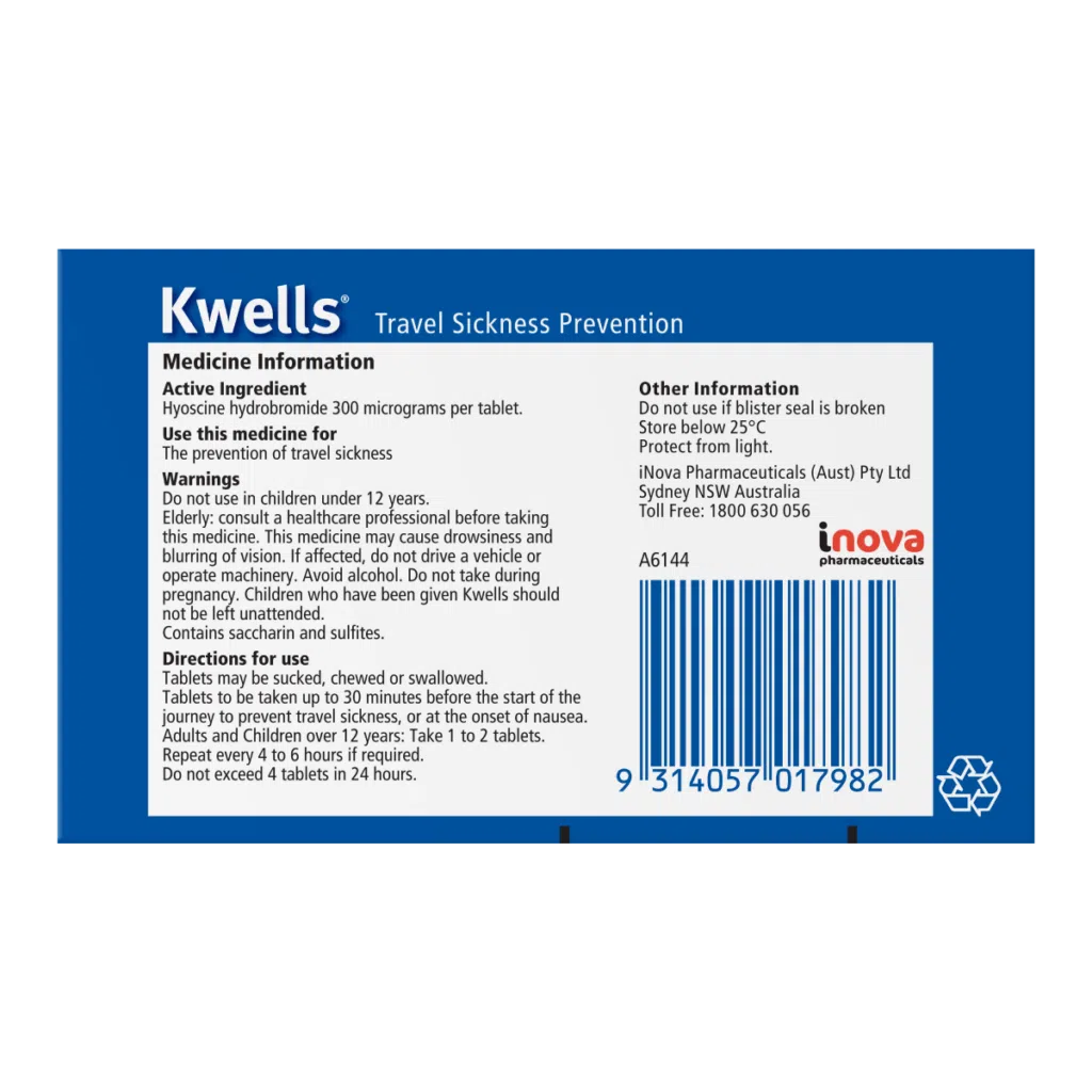 Kwells 12 Chewable Tablets Kwells /Australia